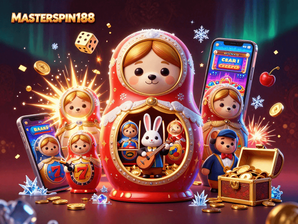 Engage in thrilling gaming experiences with MASTERSPIN188's 3D casino scene bursting with excitement!