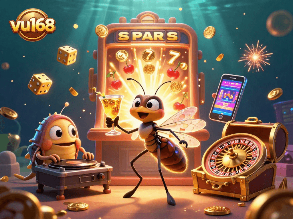 Engage in exhilarating casino action with vu168's vibrant 3D scene featuring unique characters and epic casino elements.