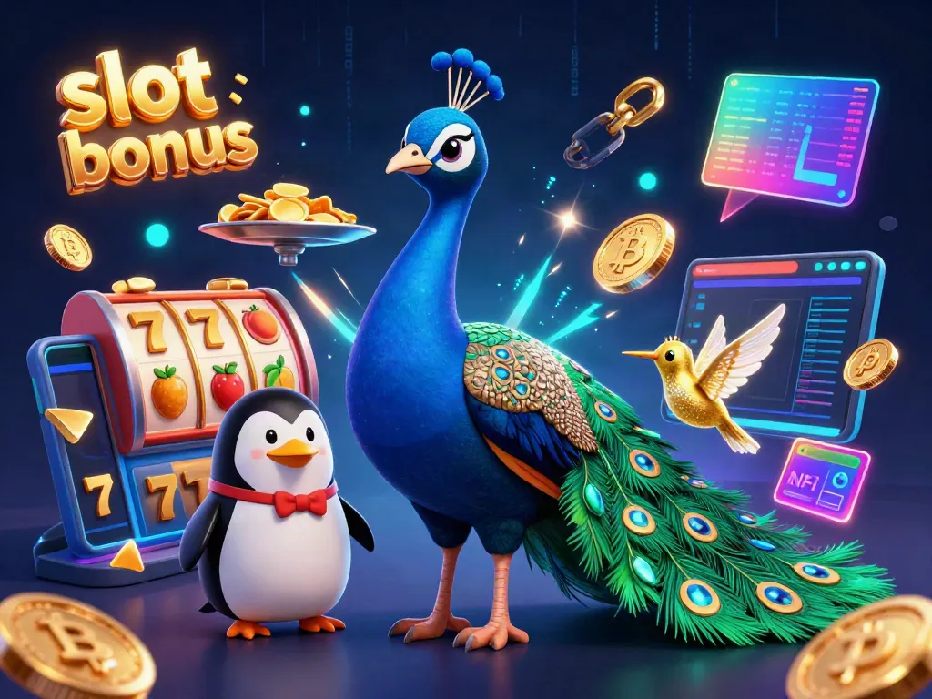 Experience exhilarating slot bonus adventures through a vibrant 3D scene showcasing opulent characters and gaming elements.