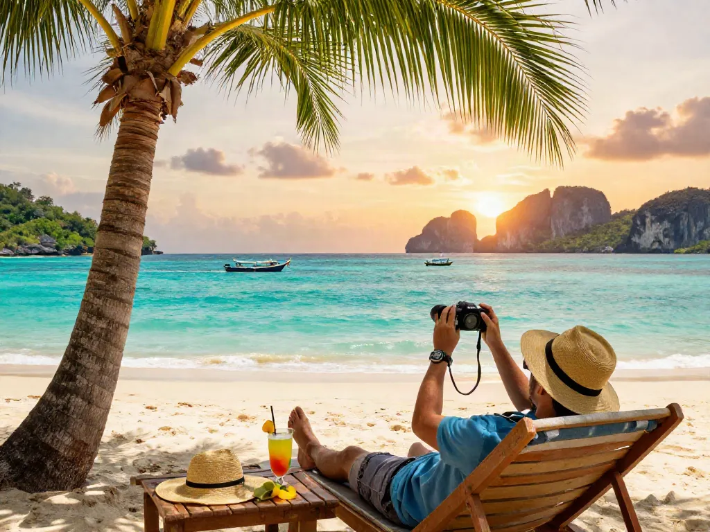 Pulau77: Pengunjung menikmati pantai indah dan mengambil foto momen berharga.