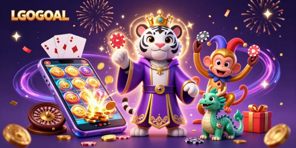 Experience the thrill of LGOGOAL with vibrant casino excitement in this dynamic illustration.