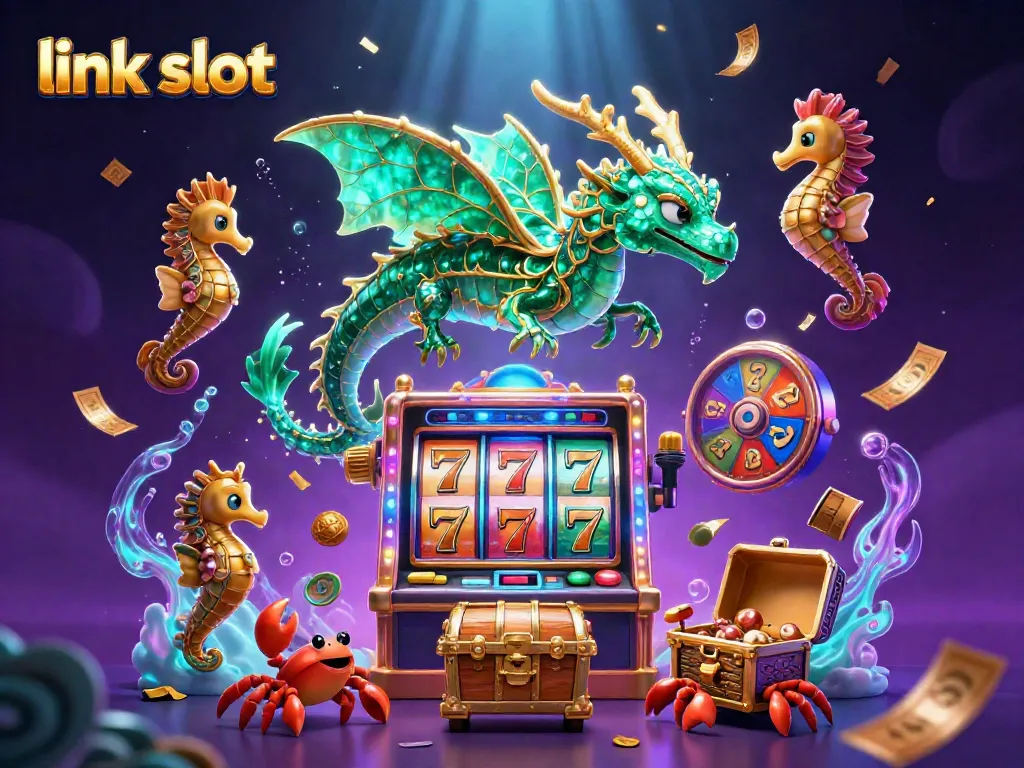 Engage with rich link slot opportunities powered by vibrant casino elements in this dynamic illustration.