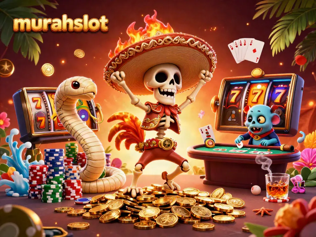 Menangkan jackpot di murahslot dengan karakter menarik berpesta di atas tumpukan koin emas.