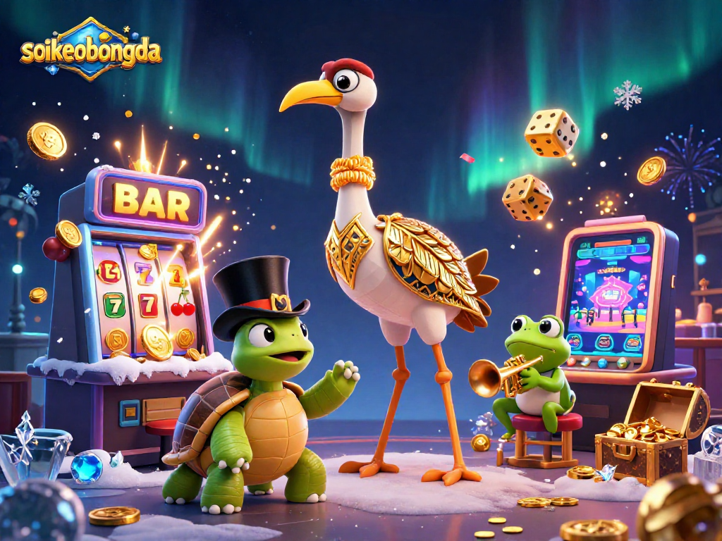 Experience exciting jackpots with soikeobongda in this vibrant casino illustration featuring classic characters.