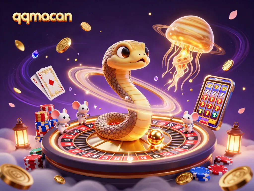Experience thrilling bets with qqmacan as the Saturn ring snake roulette spins in a dazzling cosmic casino.