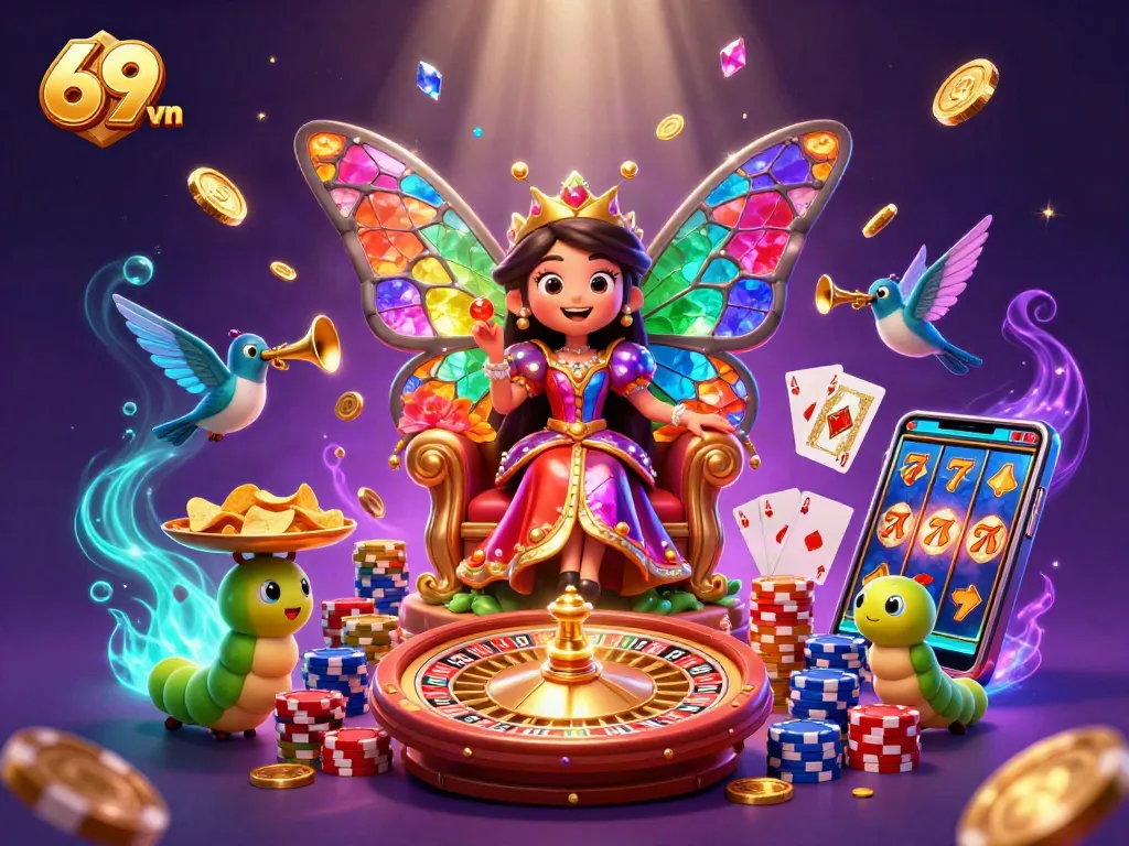 Experience thrilling gameplay at 69 vn with vibrant casino elements and 3D characters.