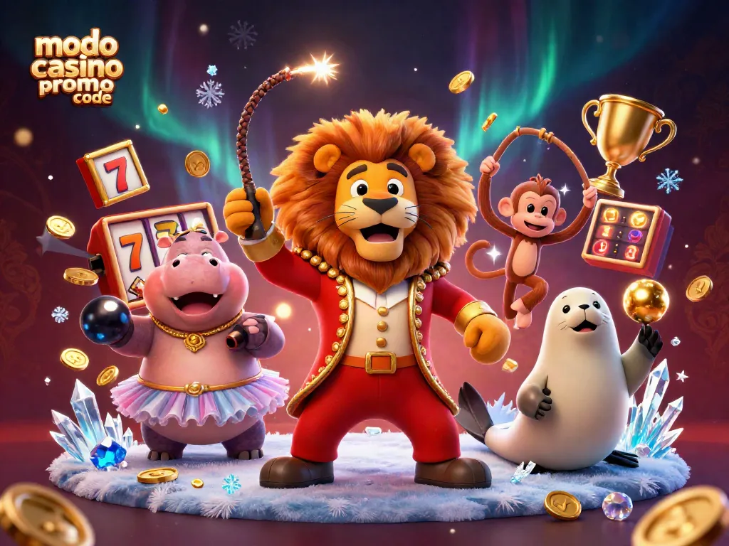 Play slots with Modo casino promo code for exciting casino rewards in a vibrant 3D scene.