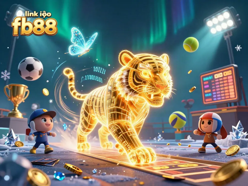 Bet instantly and win big at link vào fb88 with this vibrant digital casino illustration showcasing sports elements.