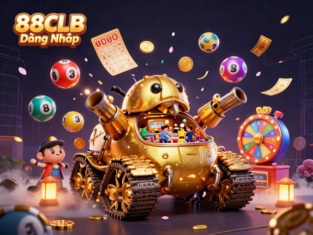 Experience the thrill of casino gaming with 88CLB Đăng Nhập in this vibrant 3D illustration.