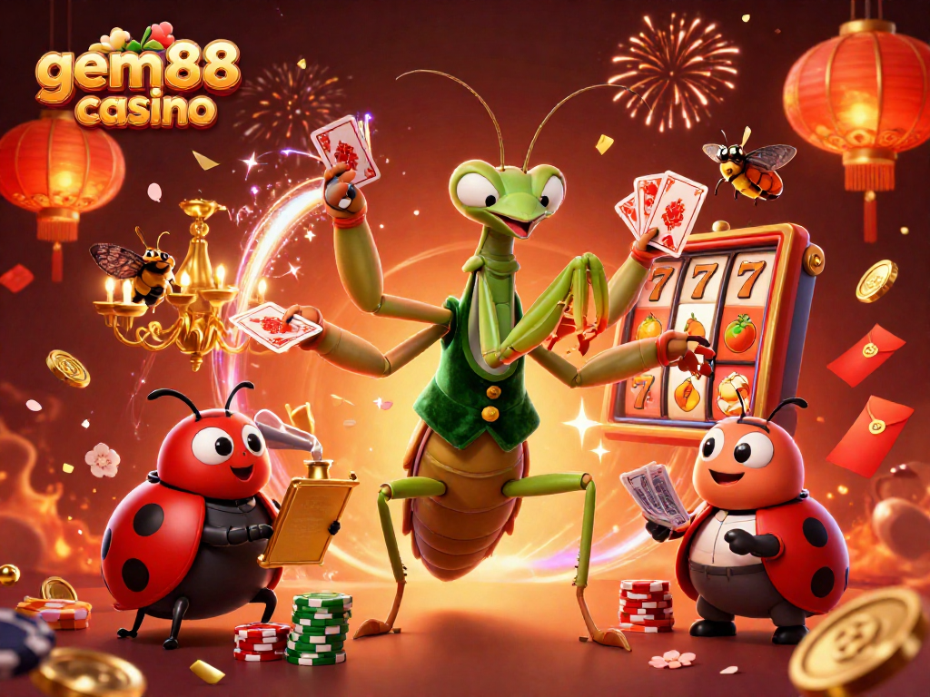 Engage in exciting gameplay at gem88 casino with vibrant characters and dynamic slot elements.