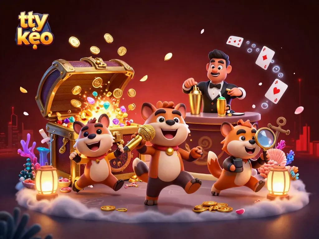 Tỷ lệ kèo showcased in a vibrant casino scene with hyenas engaging in fun activities, symbolizing a lively betting atmosphere.