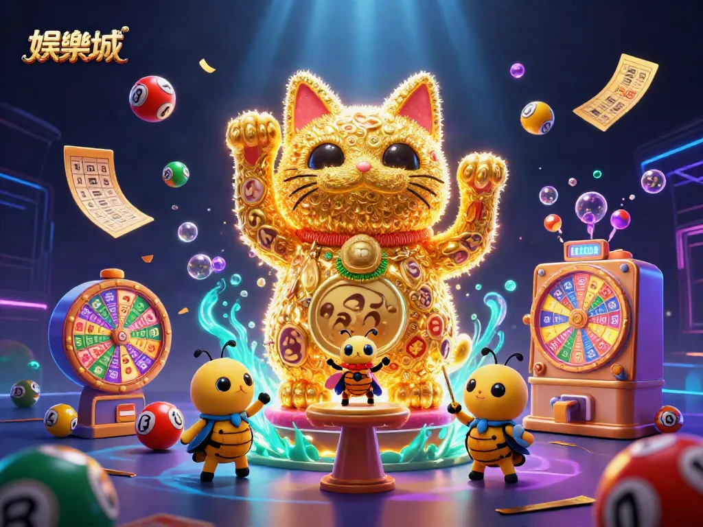 在娱乐场中体验金色招财猫与各种游戏元素，享受即时娱乐的精彩。