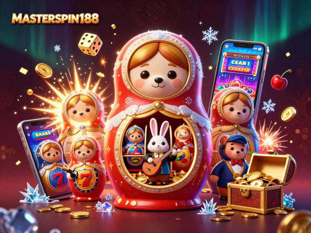 Engage in thrilling gaming experiences with MASTERSPIN188's 3D casino scene bursting with excitement!