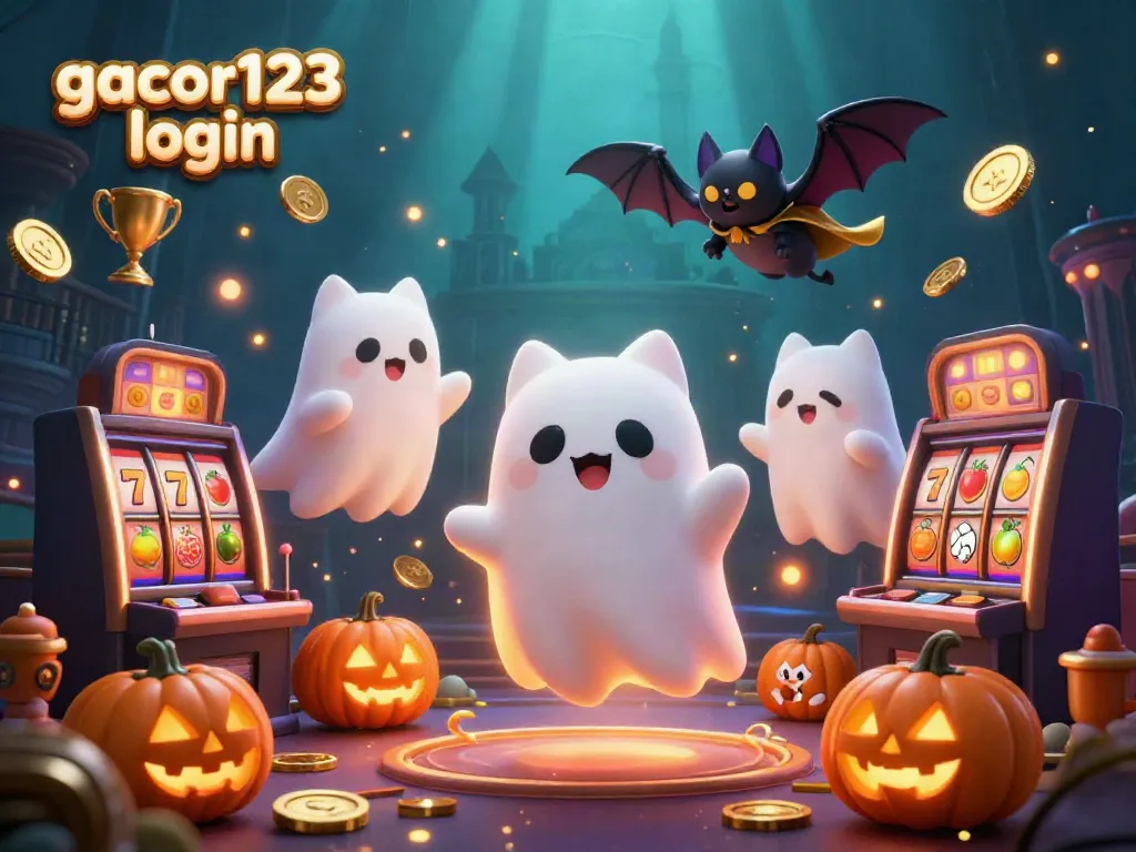 Experience the thrill of gacor123 login with a ghost cat and casino excitement.