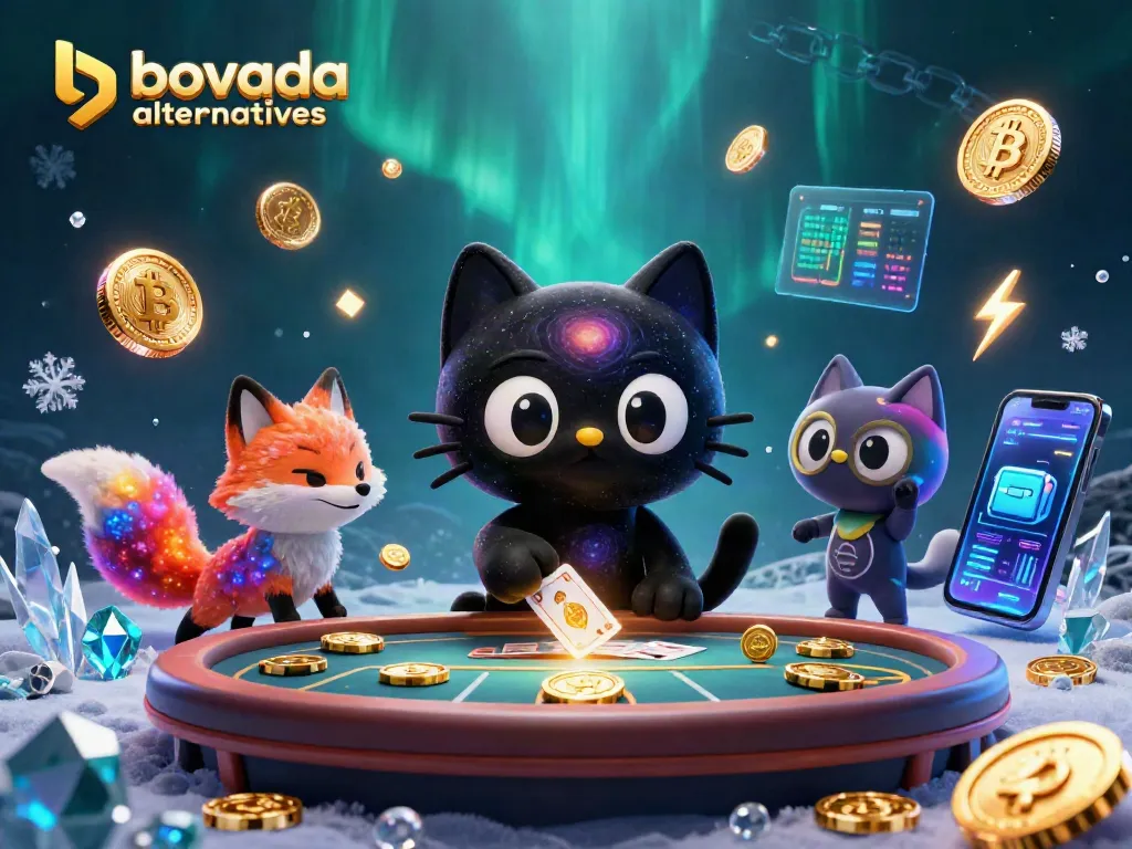 Explore Bovada alternatives for casino betting with animated characters and crypto elements.