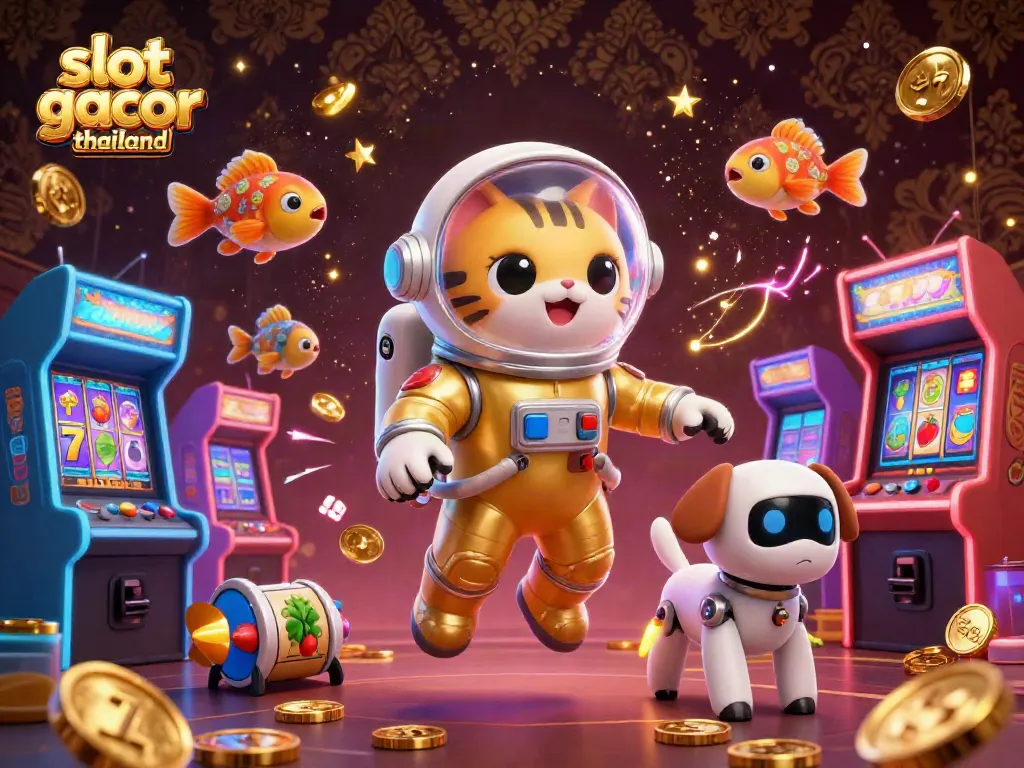Experience thrilling fun with slot gacor thailand in a captivating 3D illustration of a space theme.