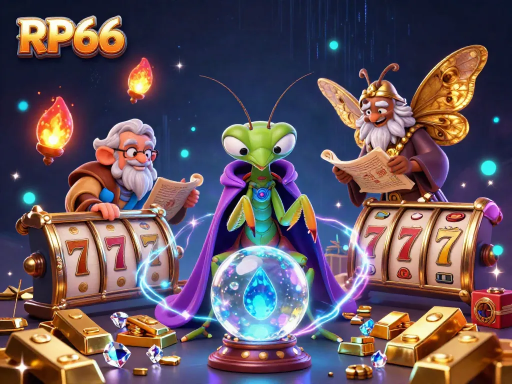 Engage with the thrilling vibes of RP66 through a captivating scene of fortune tellers and slot elements.