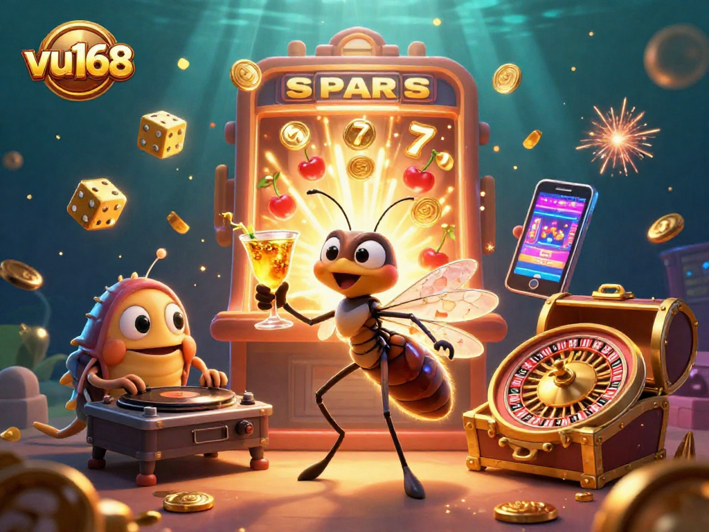 Engage in exhilarating casino action with vu168's vibrant 3D scene featuring unique characters and epic casino elements.