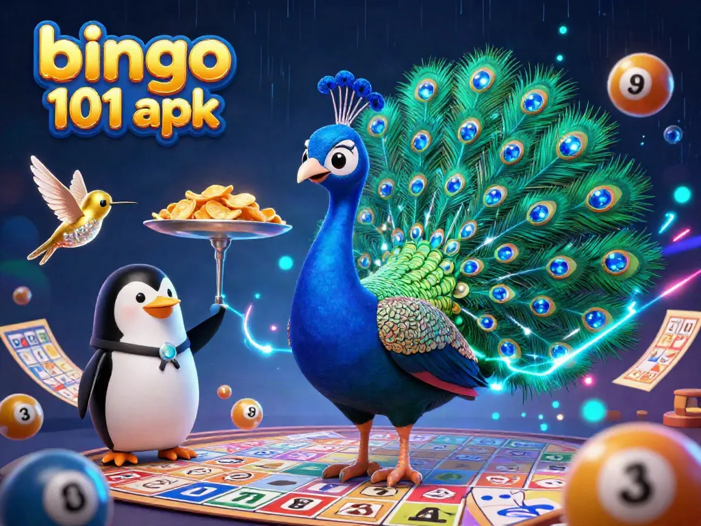 Engage with Bingo 101 APK through vibrant bingo-themed characters and interactive elements depicting mobile gaming.