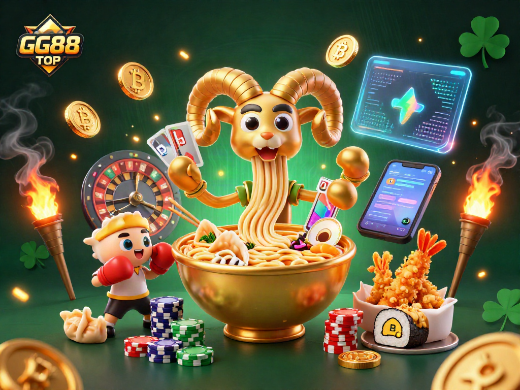 Join the excitement with GG88 TOP, featuring vibrant casino characters and crypto game elements.