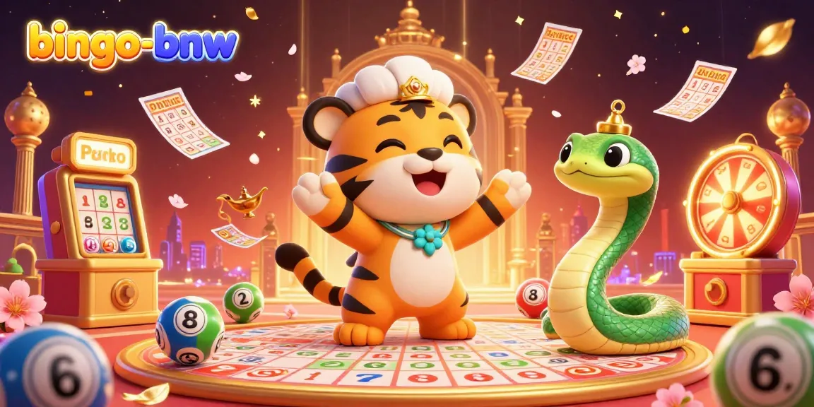 Bingo-bnw players enjoying a vibrant online bingo game night with cartoon characters and colorful elements.
