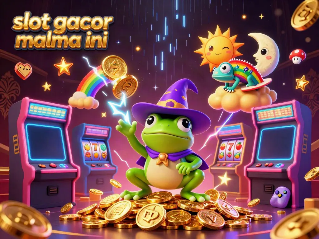 Experience slot gacor malma ini with the vibrant imagery of a fantastical storm of coins and game elements.