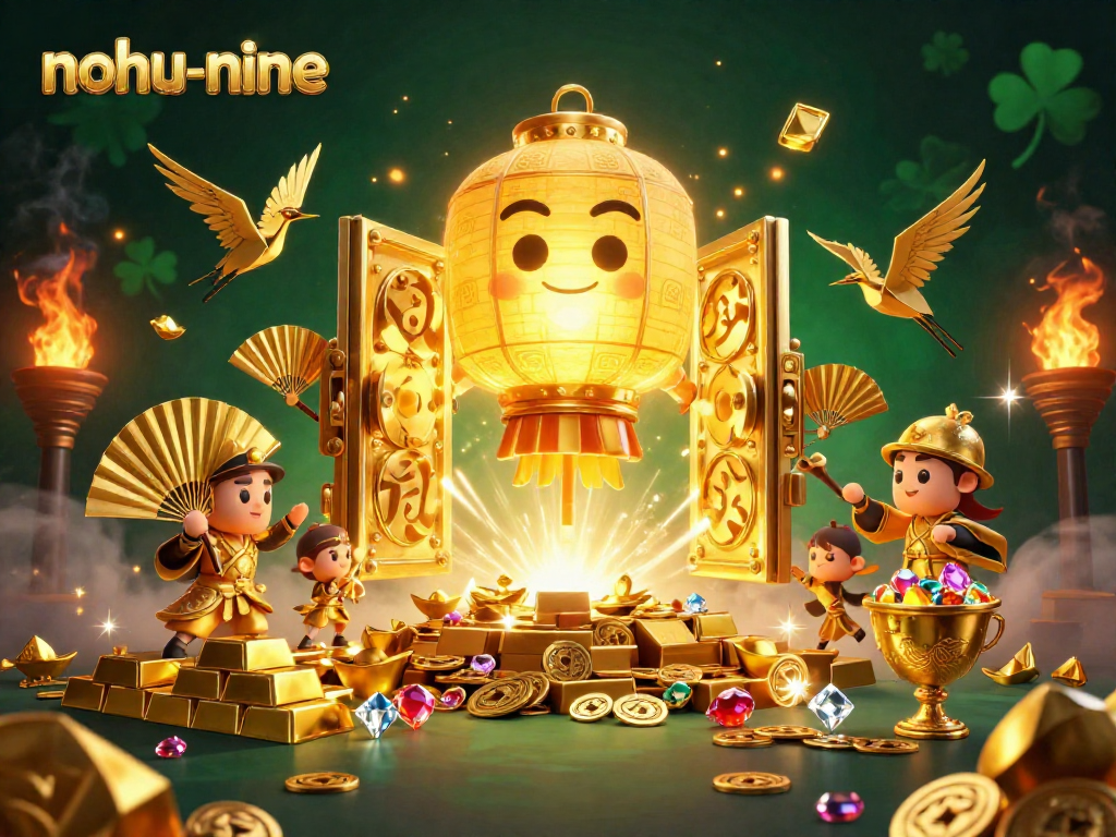 Experience the thrill of nohu-nine with a vibrant night market casino scene sparkling with gold treasures.