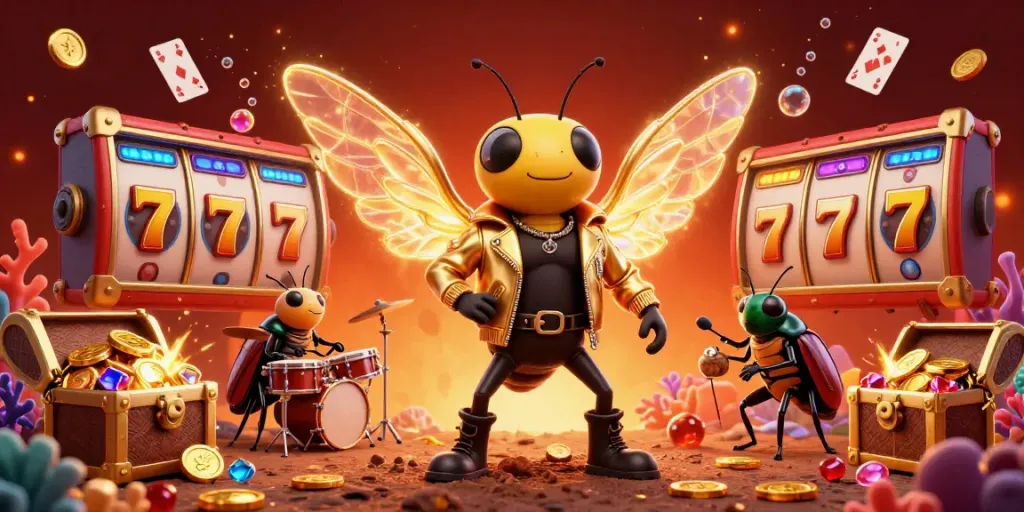 Visualisasi menarik slot88 dengan cicada rock star dan elemen permainan yang dinamis.