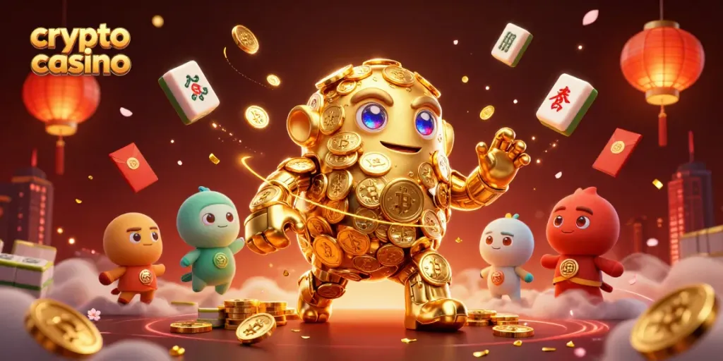 Experience the excitement of a crypto casino with a vibrant 3D illustration.