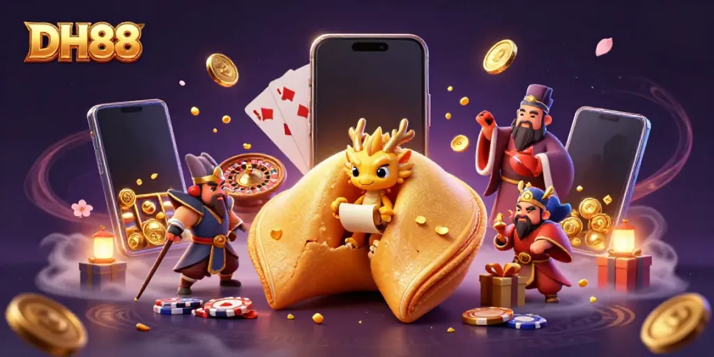 Experience the excitement of DH88's dynamic casino environment with a magical 3D illustration.